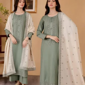 3pc embroidered dhanak bg614
