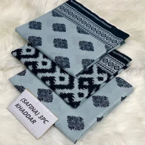 safina printed khaddar 3 piece (unstitched) – shirt, dupatta & trouser