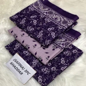 safina printed khaddar 3 piece (unstitched) – shirt, dupatta & trouser
